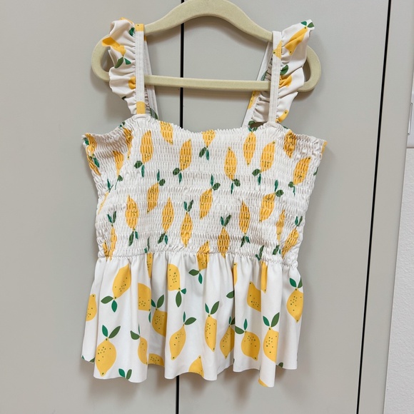 HANNA ANDERSSON Lemon smocked swim top tank peplum sz US 12 / 150cm - Picture 1 of 12